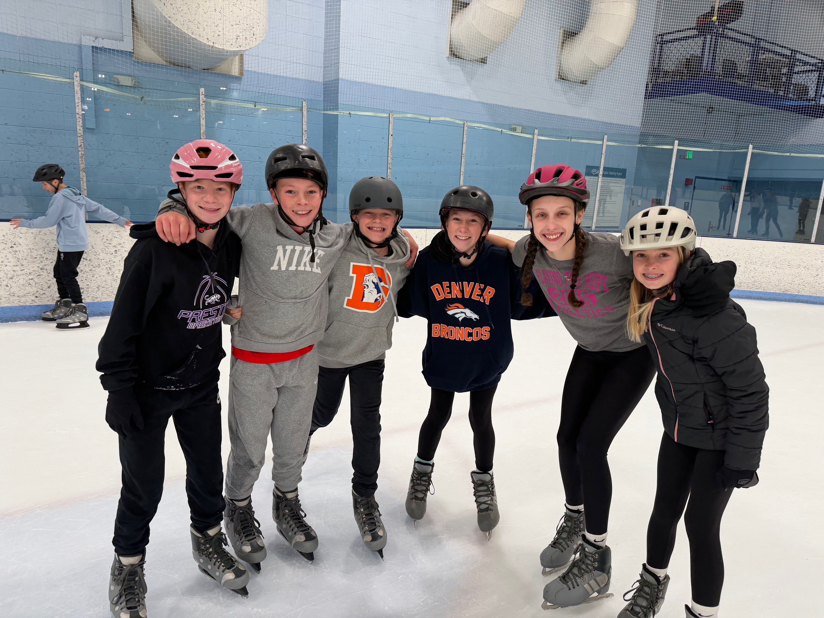6 adventure ed students ice skating at EPIC