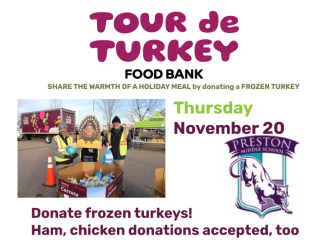 Flier to donate frozen turkeys to the school November 20th