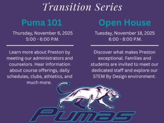 Flier for the upcoming Puma 101 and Open House