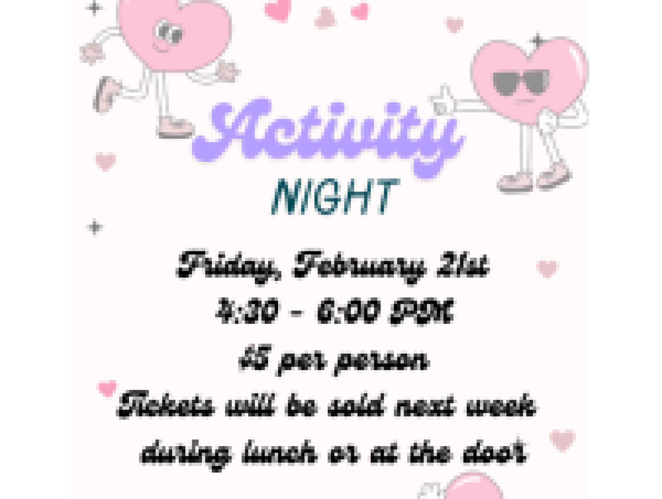 Spring Activity Night 02/21/2025 from 16:30-18:00 $5