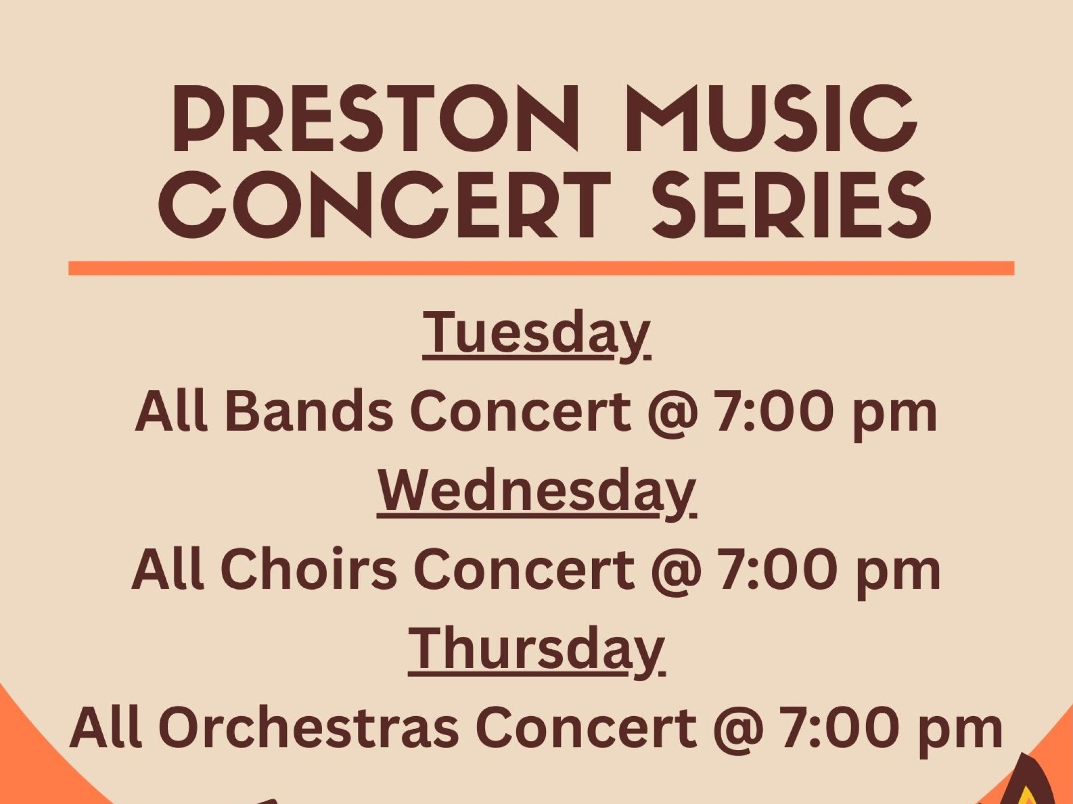 Preston Music Concert Information Flier