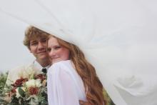 A picture of my husband and I on my wedding day.